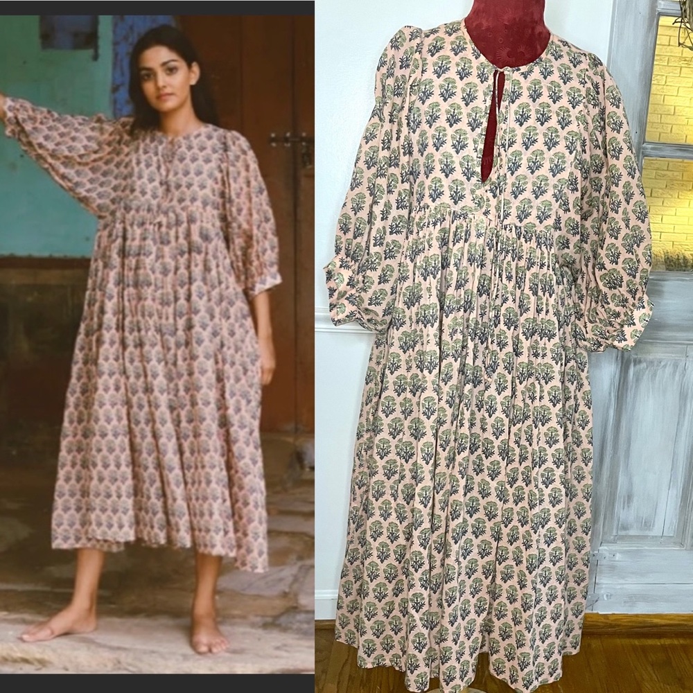 Daughters of India Kyra Midi Dress Himalayan Salt Cotton Festival Nap Dress